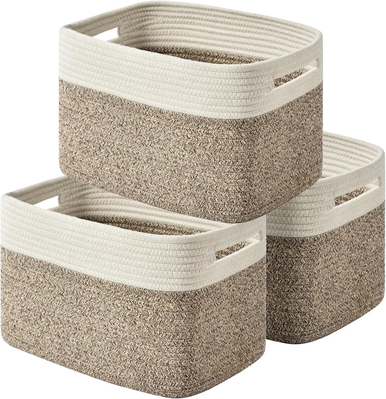 Storage Basket, Woven Baskets for Storage, Cotton Rope Baskets for Organizing